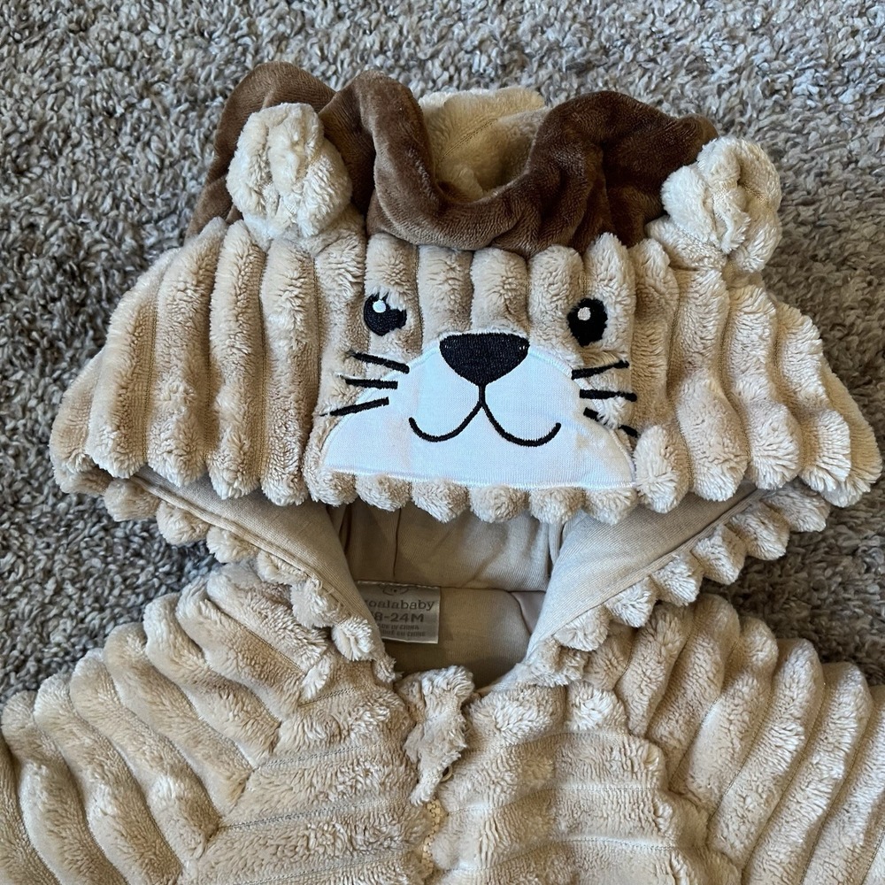 Koala Baby Pram Suit Plush Hooded Fleece Jumper Bunting Brown Lion 18-24 Mo. - Picture 2 of 5